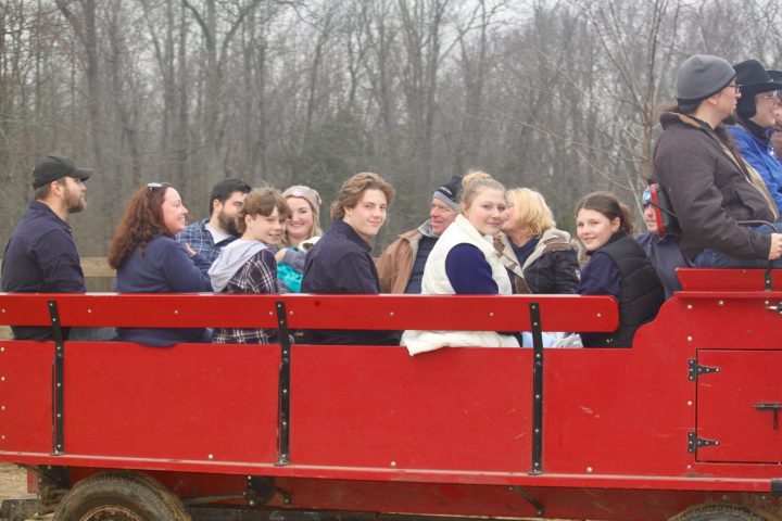 Abigail Breslin et al. riding on the back of a truck