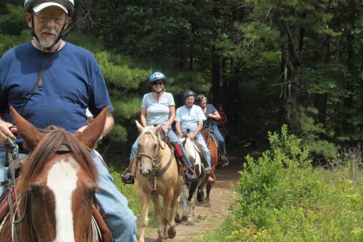 a man riding a horse
