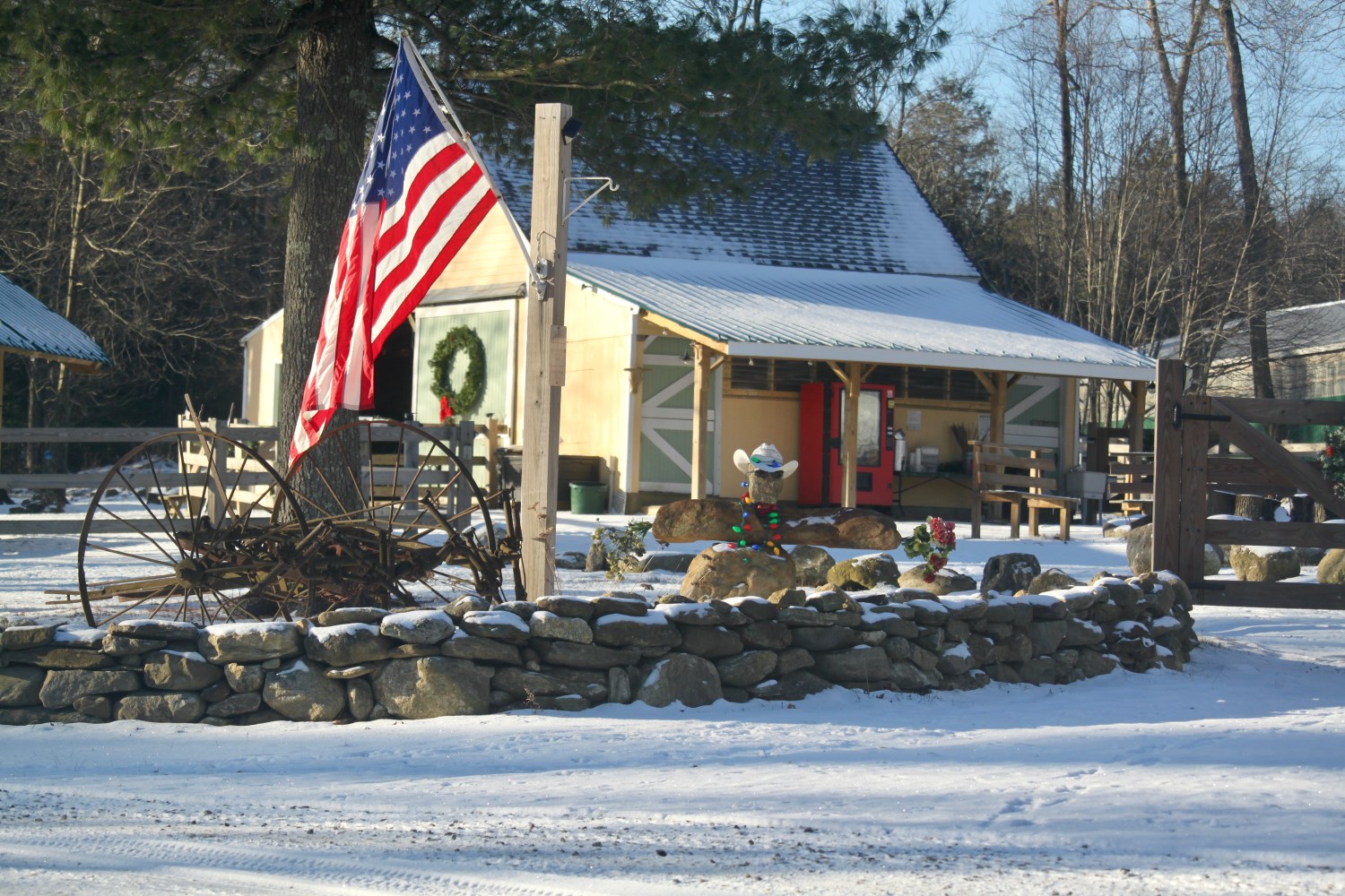 a building covered in snow