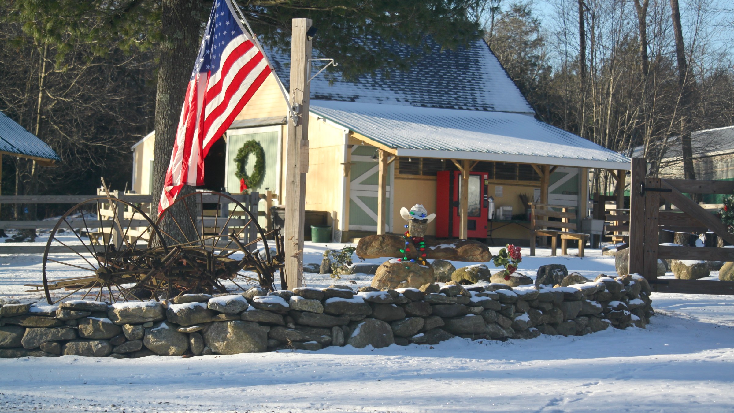 a building covered in snow